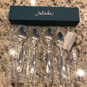 Juliska Bright Satin spoon (Teaspoon size) Silverware / Flatware (4 pieces) NWT